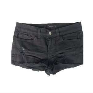 Mean Jean High Waist Size M Raw Hem Black Distressed Denim Shorts
